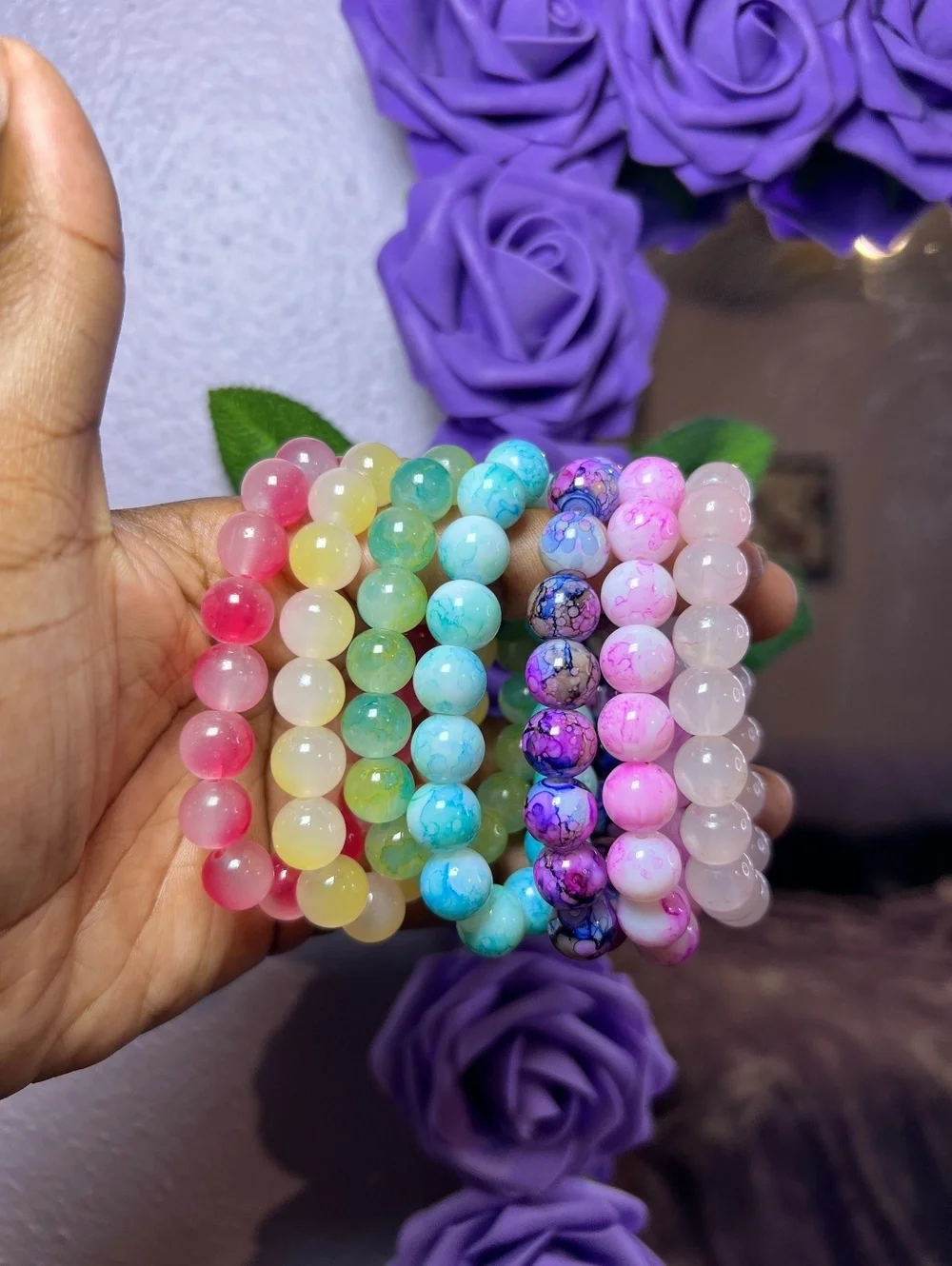 Rainbow Candy 7pc Kids Beaded Bracelet Bundle